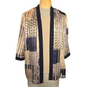 R&M Richards Womens Size 18 Twofer‎ Blouse Patchwork Artsy Classic Glam Metallic